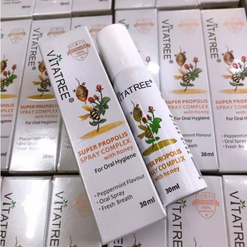 [Mẫu Mới] Xịt họng kháng khuân keo ong Vitatree 30ml của Úc