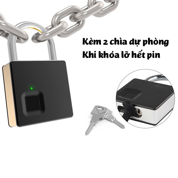 Ổ khóa vân tay kèm chìa khóa cỡ lớn Fipilock FL-S5 chống nước chống phá khóa lưu 10 vân tay