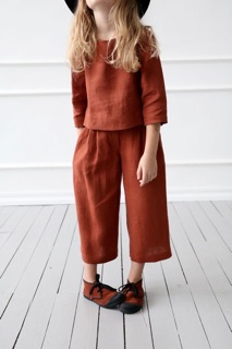 Vải linen màu cam đất