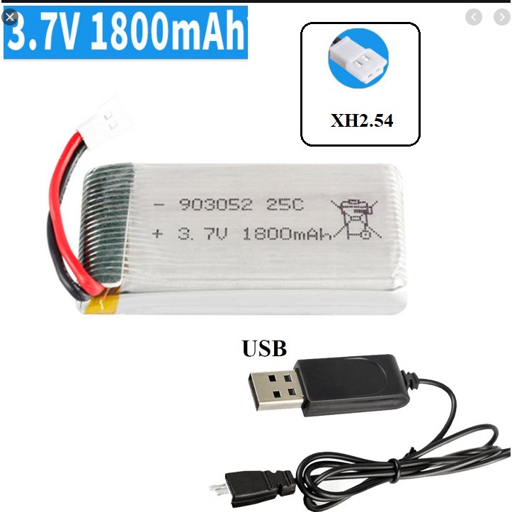 Pin 3.7v 1800mah xả 25 pin sạc đồ chơi máy bay điều khiển từ xa có mạch bảo vệ pin