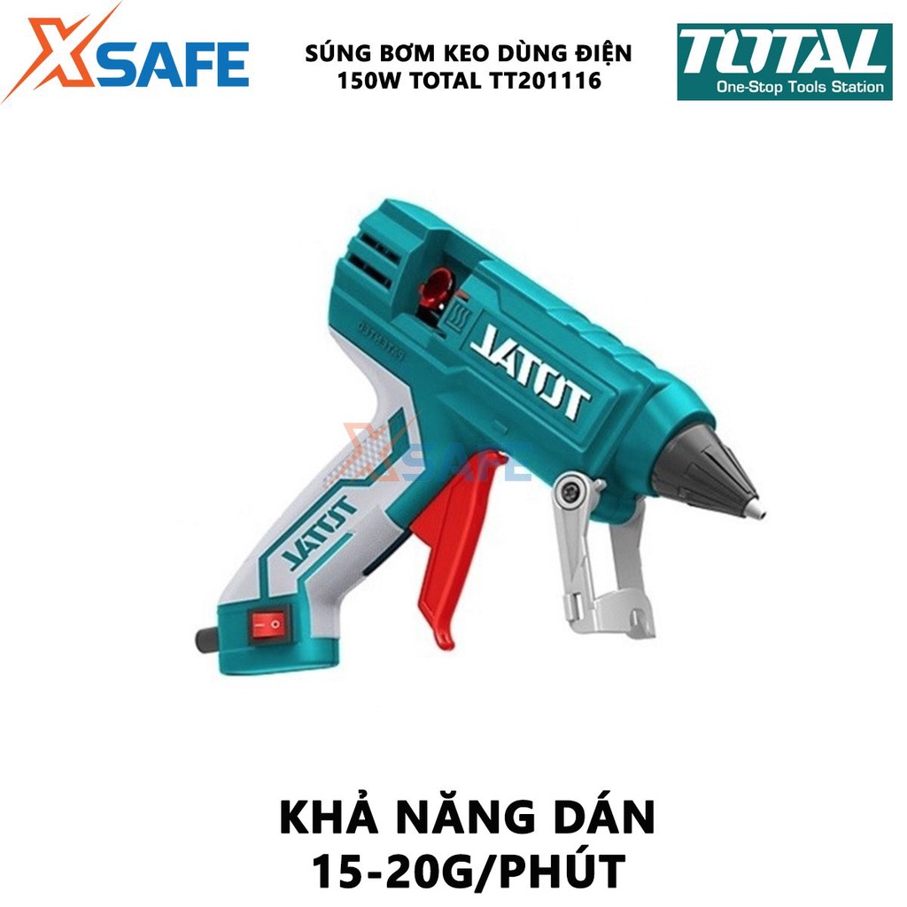 Súng bắn keo nến dùng điện Total TT201116 Súng bơm keo silicon Khả năng dán 15-20g/phút nhỏ gọn, tiện lợi, tay cầm chắc