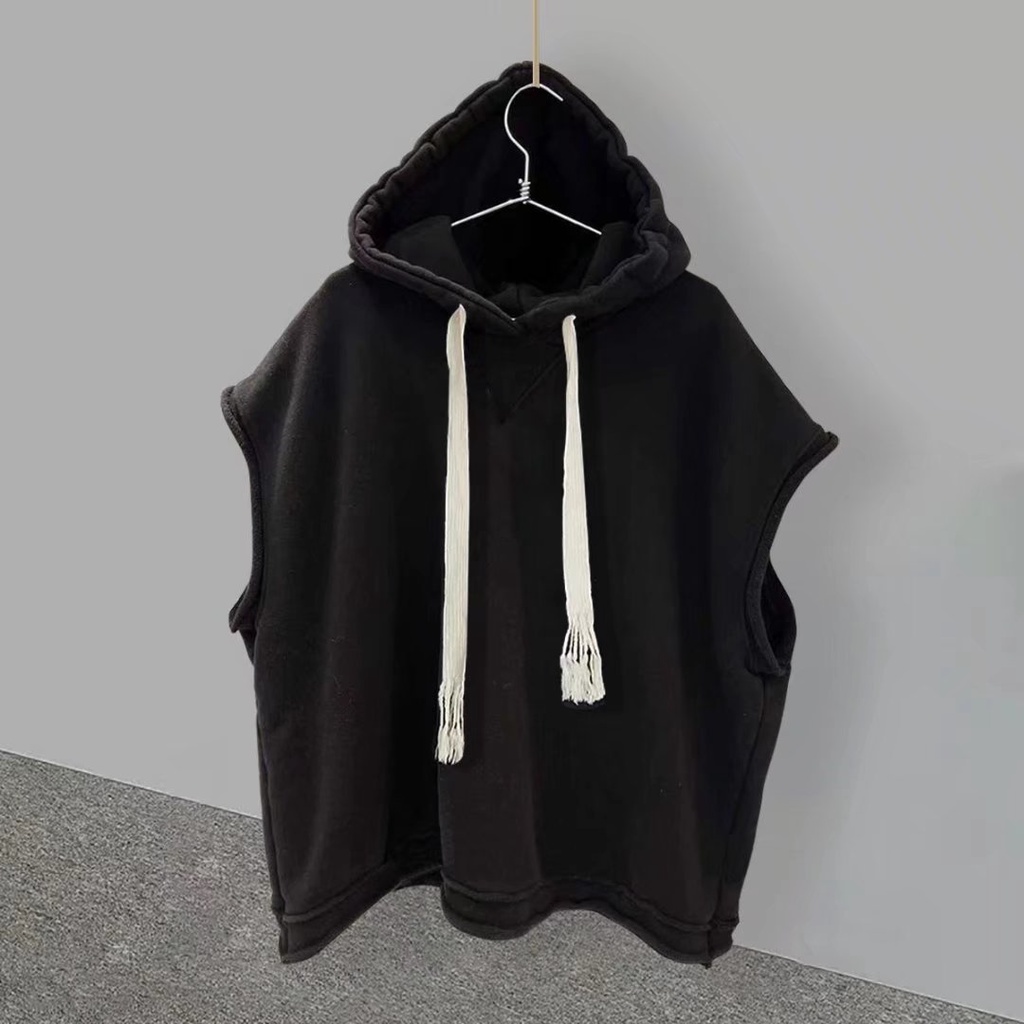 Áo Hoodie Dây Rút Không Tay Màu Trơn Đơn Giản Thời Trang Dành Cho Nam Nữ 2022