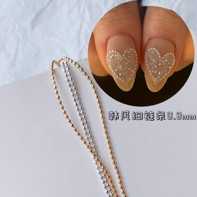 Set dây bi vàng bạc trang trí móng tay