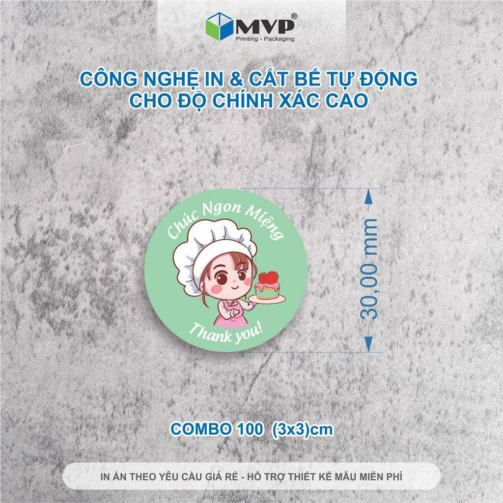 100 Tem nhãn dán Chúc ngon miệng, Tem Decal thank you 3cm
