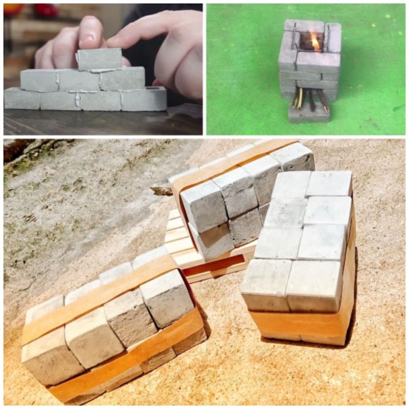Combo set 8 viên Gạch mini (mini brick) làm tiểu cảnh nhà chậu cây đồ chơi thủ công kích thước 4*2cm