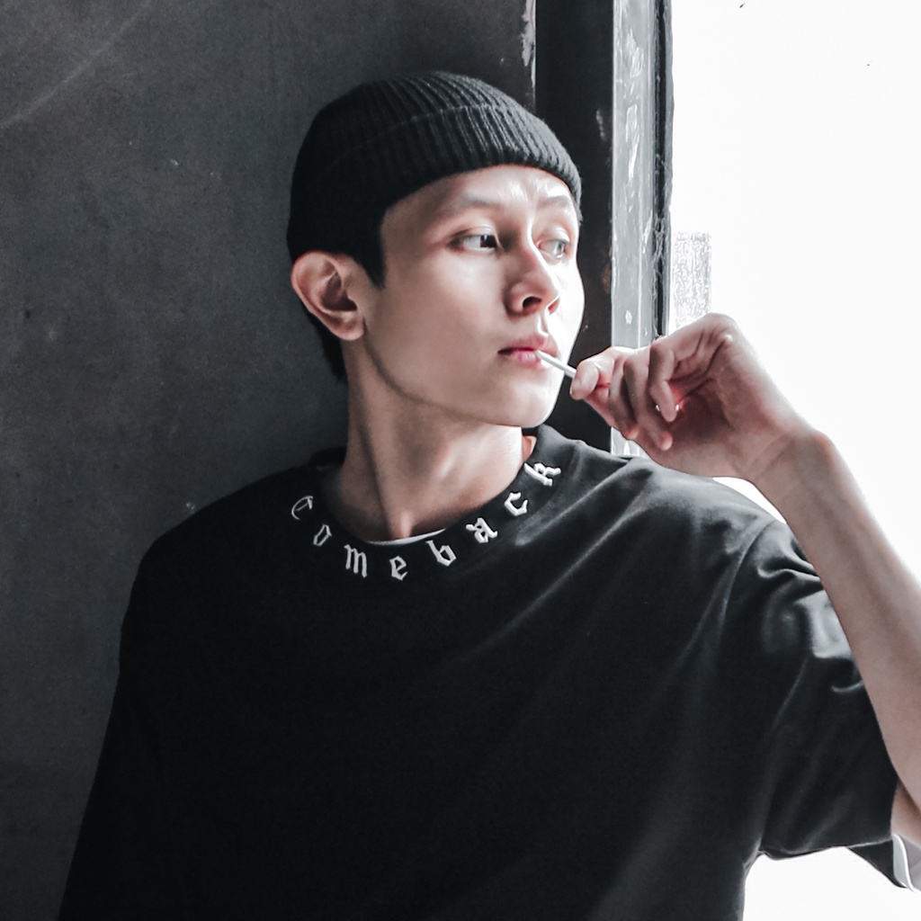Nón Len Beanie Đen Rách Phối Khuyên Basic Dệt Kim Co Giãn Tốt Unisex Phong Cách Hàn Quốc
