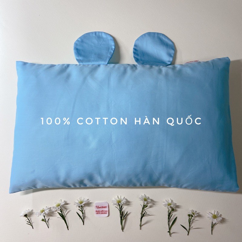 [CHÍNH HÃNG] Gối trẻ em Umibaby 100% cotton Hàn, gối sơ sinh thấm hút mồ hôi, Gối handmade cho bé từ 0-2 tuổi