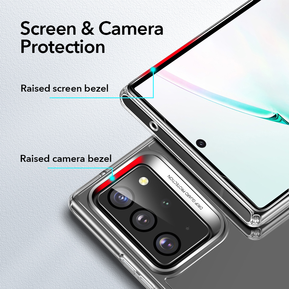 Ốp điện thoại kính cường lực ESR với khung TPU mềm trong suốt cho Samsung Galaxy Note 20/Note 20 Plus
