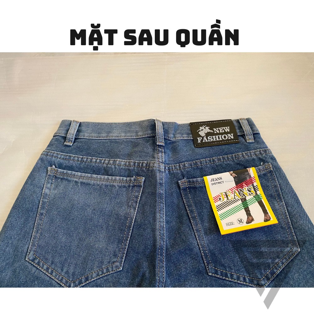 Quần baggy jean nam trơn xanh ống suông chất dày Form chuẩn như hình, quần bò jean ống rộng FFStore | BigBuy360 - bigbuy360.vn