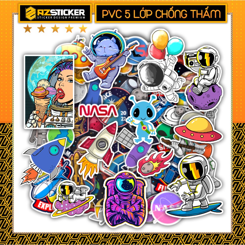 [Siêu Rẻ] Sticker Phi Hành Gia | Dán Nón Bảo Hiêm, Điện Thoại, Laptop, Bình Nước...Chống Nước, Chống Bay Màu