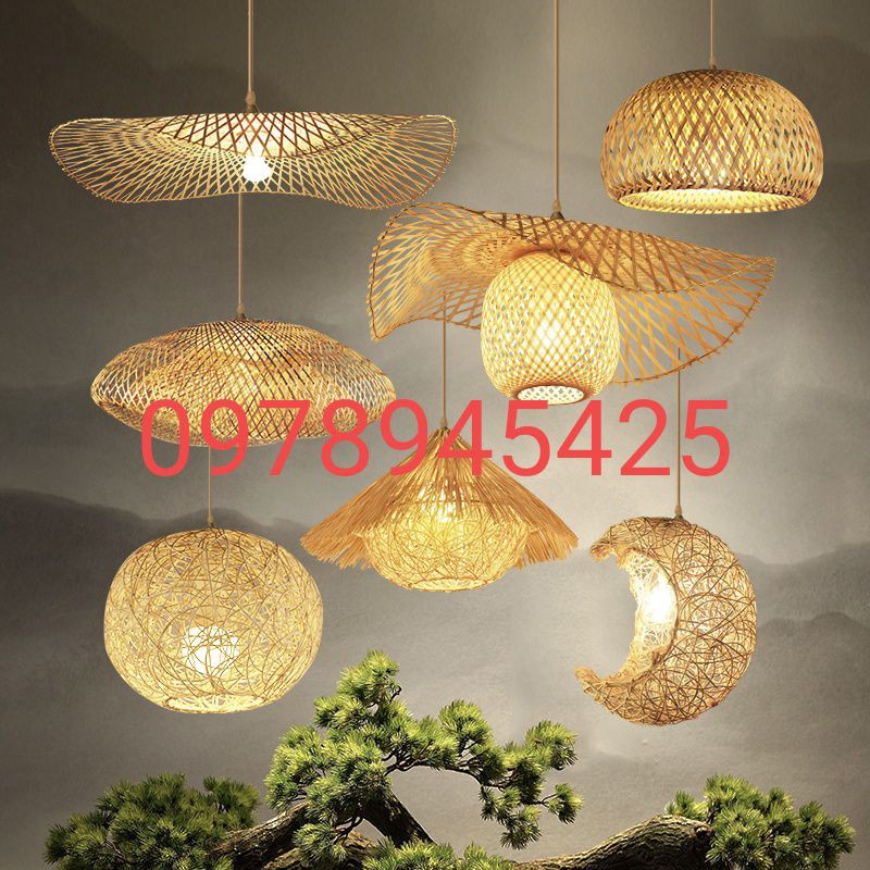 Đèn tre đèn mây tre đèn lồng tre thả trần mã 0050