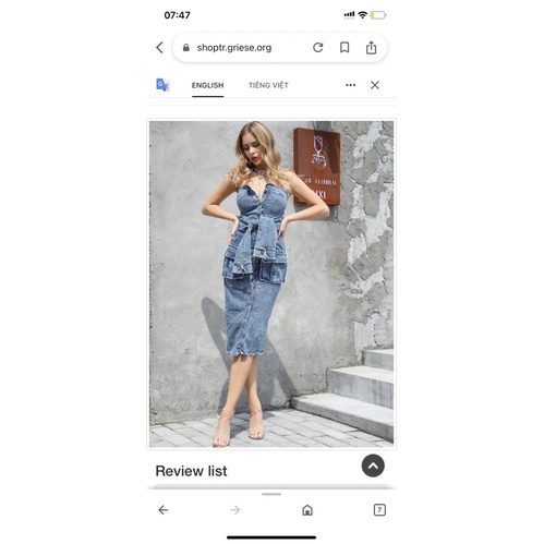 Đầm jean tay giả thắt eo phá cách