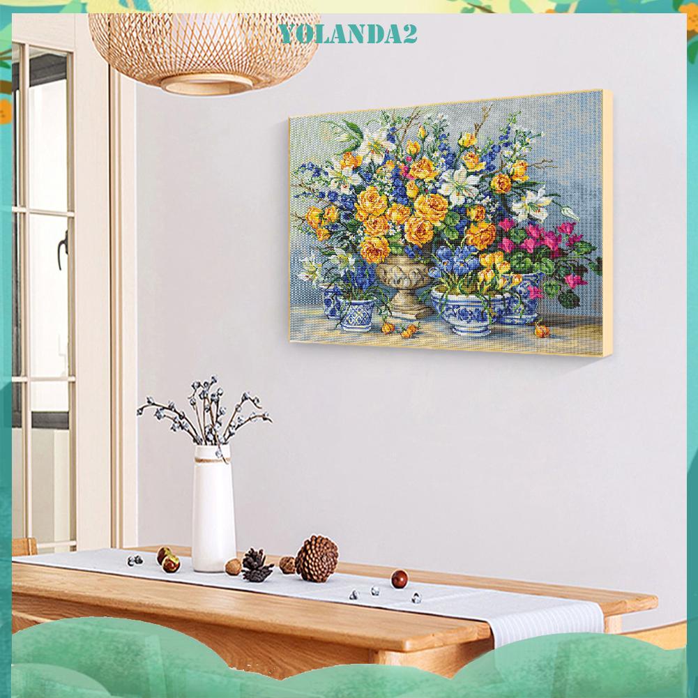 Bộ dụng cụ làm tranh thêu chữ thập hình hoa hồng và hoa ly 11CT DIY