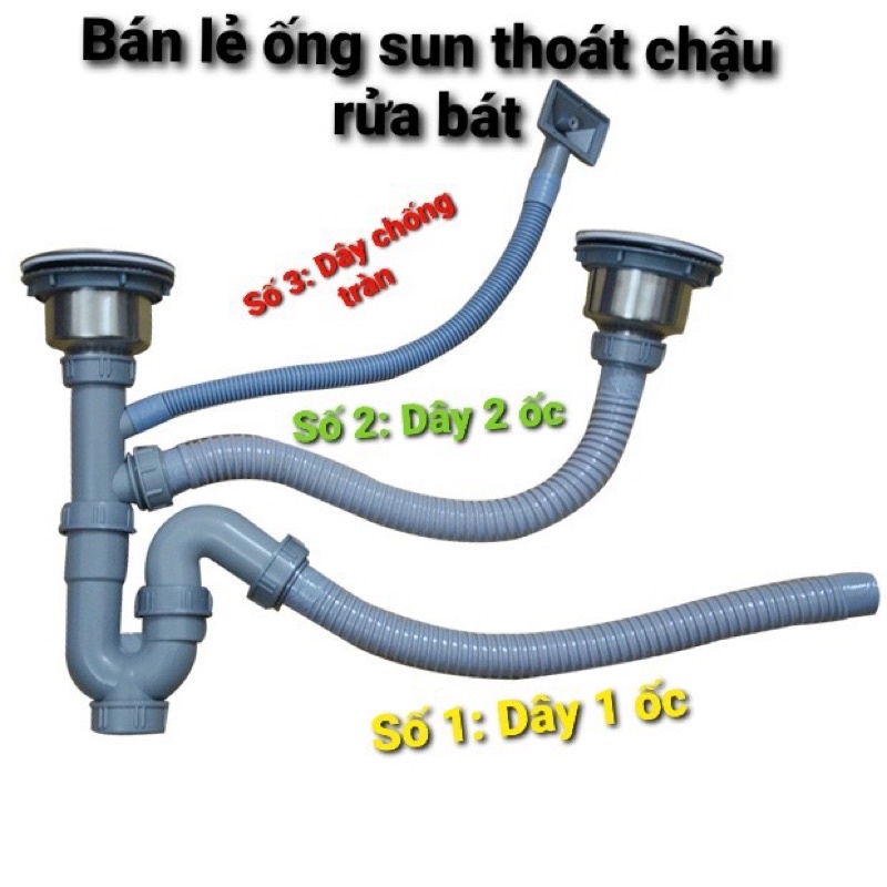 Dây thoát nước, Ống thải sun ruột gà dùng thay thế cho xiphon chậu rửa bát