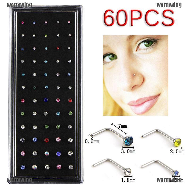 Bộ 60 Khuyên MũI HìNh Chữ L ĐíNh Đá Xinh XắN