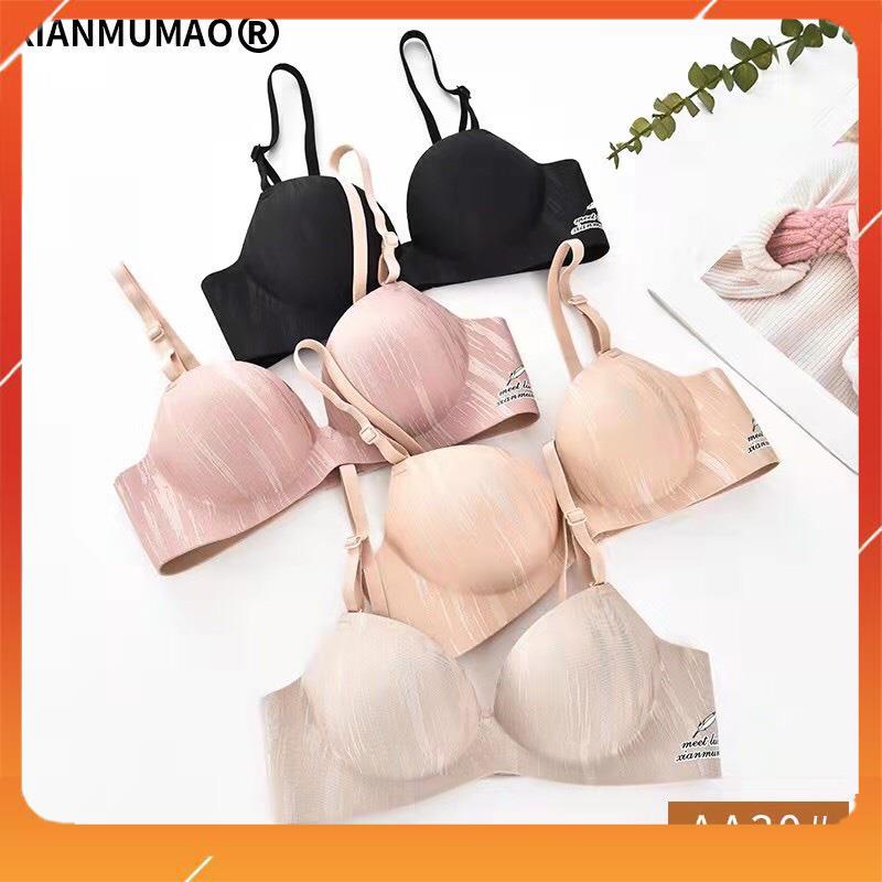 Áo lót nữ su đúc không gọng nâng ngực cup chéo đệm mút bàn tay vân xước họa tiết lông ngỗng A5070