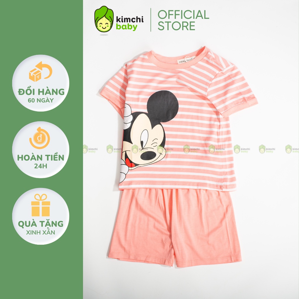 Đồ Bộ Bé Gái, Bé Trai Minky Mom Vải Thun Lạnh Hoạ Tiết Siêu Nhân Kẻ Sọc, Bộ Cộc Tay Mặc Nhà Cho Bé MKM2225