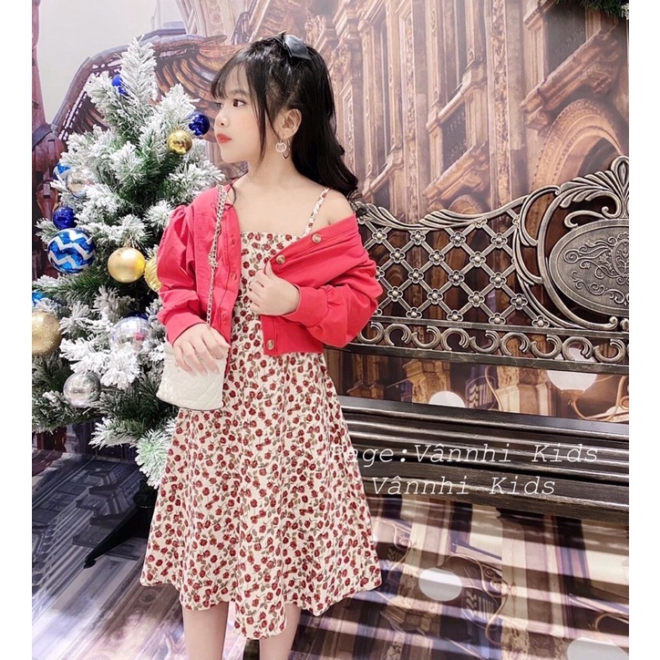 Set áo đỏ váy 2 dây xinh xắn cho bé gái - SADV2D