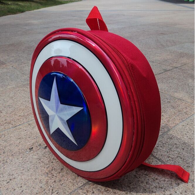 Balo vỏ cứng chống thấm nước hình khiên Captain America cho trẻ mẫu giáo