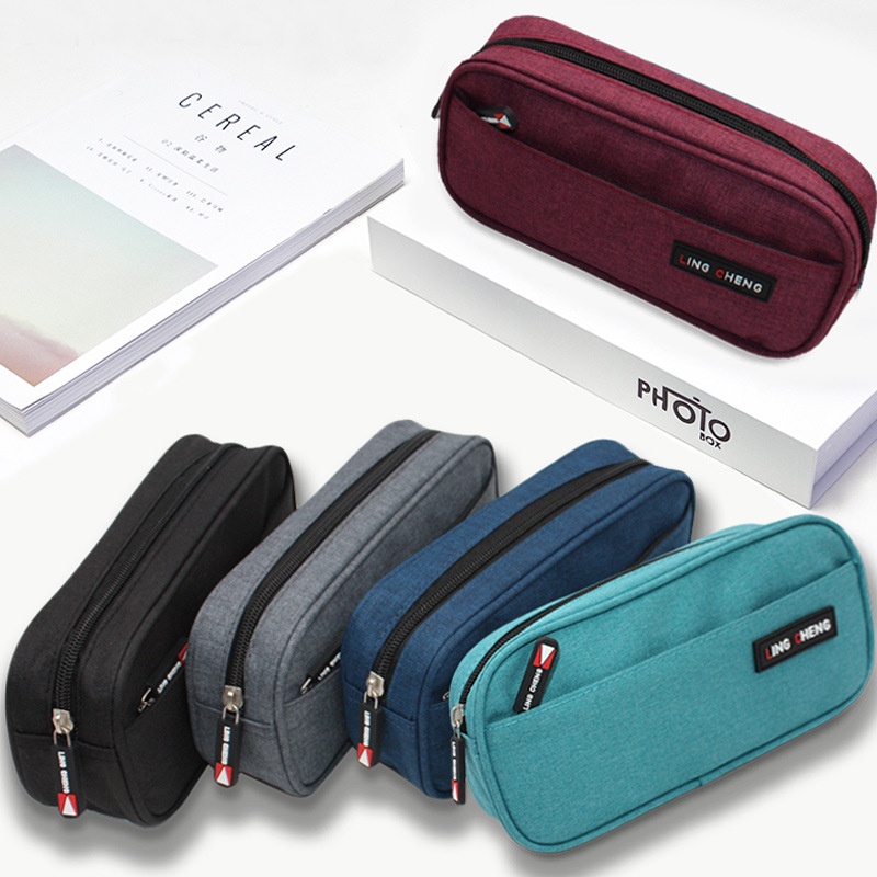 Hộp bút nam Túi Đựng Bút Hai Lớp Bằng Vải Oxford Cỡ Lớn Cho Nam Và Nữ