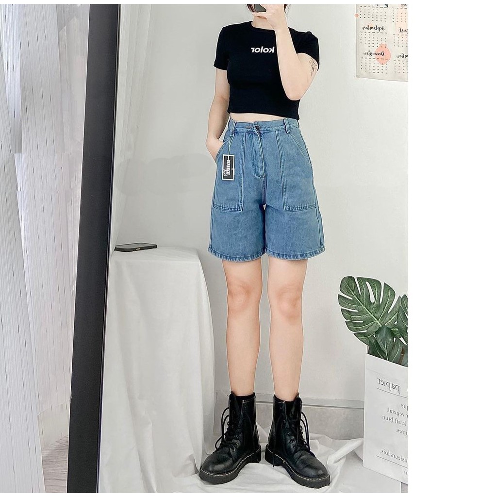 [ CÁCH YÊU ] QUẦN JEAN NGỐ LỬNG NỮ LƯNG CAO 2 TÚI HỘP TRƯỚC MÀU XANH NHẠT CÁ TÍNH UTI ĐỦ SIZE S, M, L LAI CUỐN FORM RỘNG