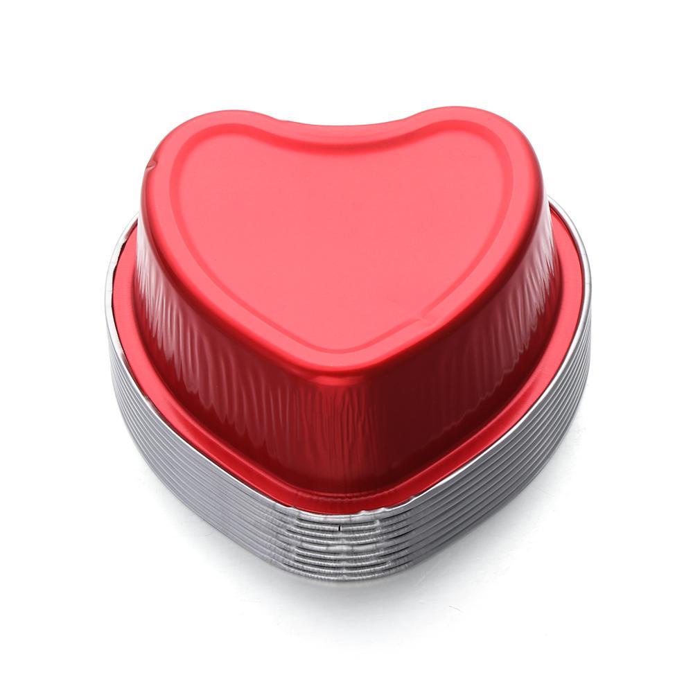 Cốc Lá Nhôm Đựng Bánh Cupcake Hình Trái Tim Có Nắp Đậy