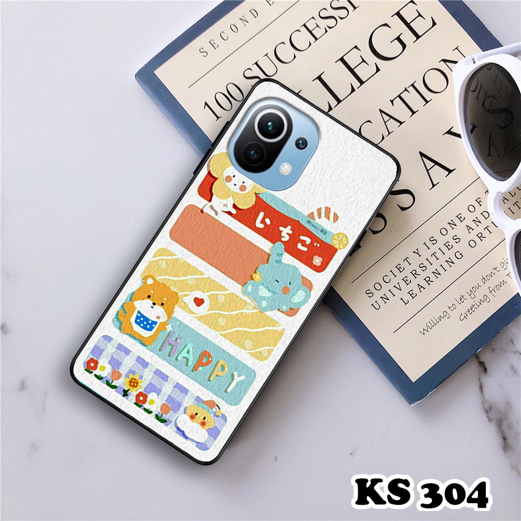 Ốp lưng Xiaomi Mi 11 Lite - Mi 11 Lite 5G - Mi 11 Lite 5G NE - Ốp in hình gấu &amp; thỏ đang yêu - Lưng nhám viền TPU