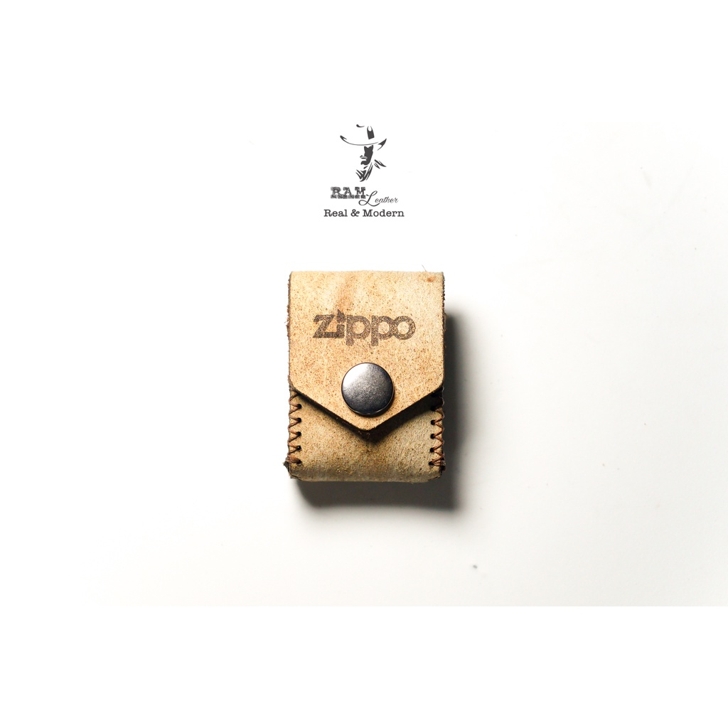 Bao da Zippo Da Bò Lộn Vàng Sáng - Chính Hãng Ram Leather