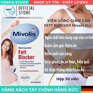 Viên giảm cân giảm mỡ bụng Fett Blocker Mivolis ngăn hấp thu chất béo và tinh bột 30viên-Nội địa Đức