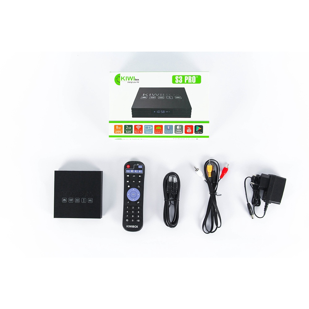 KIWIBOX S3 PRO khiển giọng nói . kiwi s3 pro 2021 Ram 2G, Rom 8G, Wifi 2BT, Android 10, Bluetooth 5.0 [ Chính Hãng ] Chư