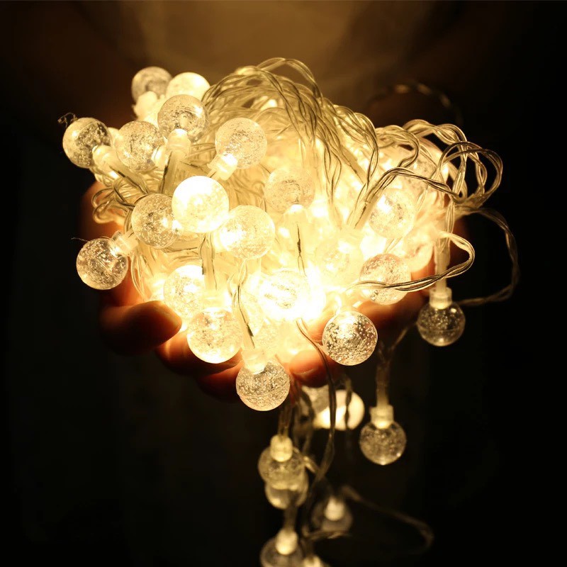 [XẢ KHO GIẢM GIÁ 3 NGÀY]Dây đèn led trang trí noel bi bọt nước trong 3 mét 20 bóng đèn chạy pin AAA