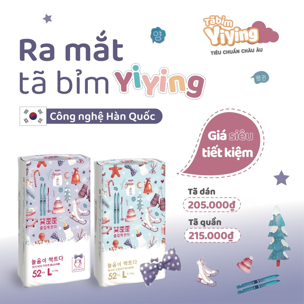 [ĐẠI LÝ] Bỉm dán/quần Yiying Baby TÊN LỬA/BÔNG TUYẾT MỚIS72/M60/L52/XL44/XXL40/XXXL36