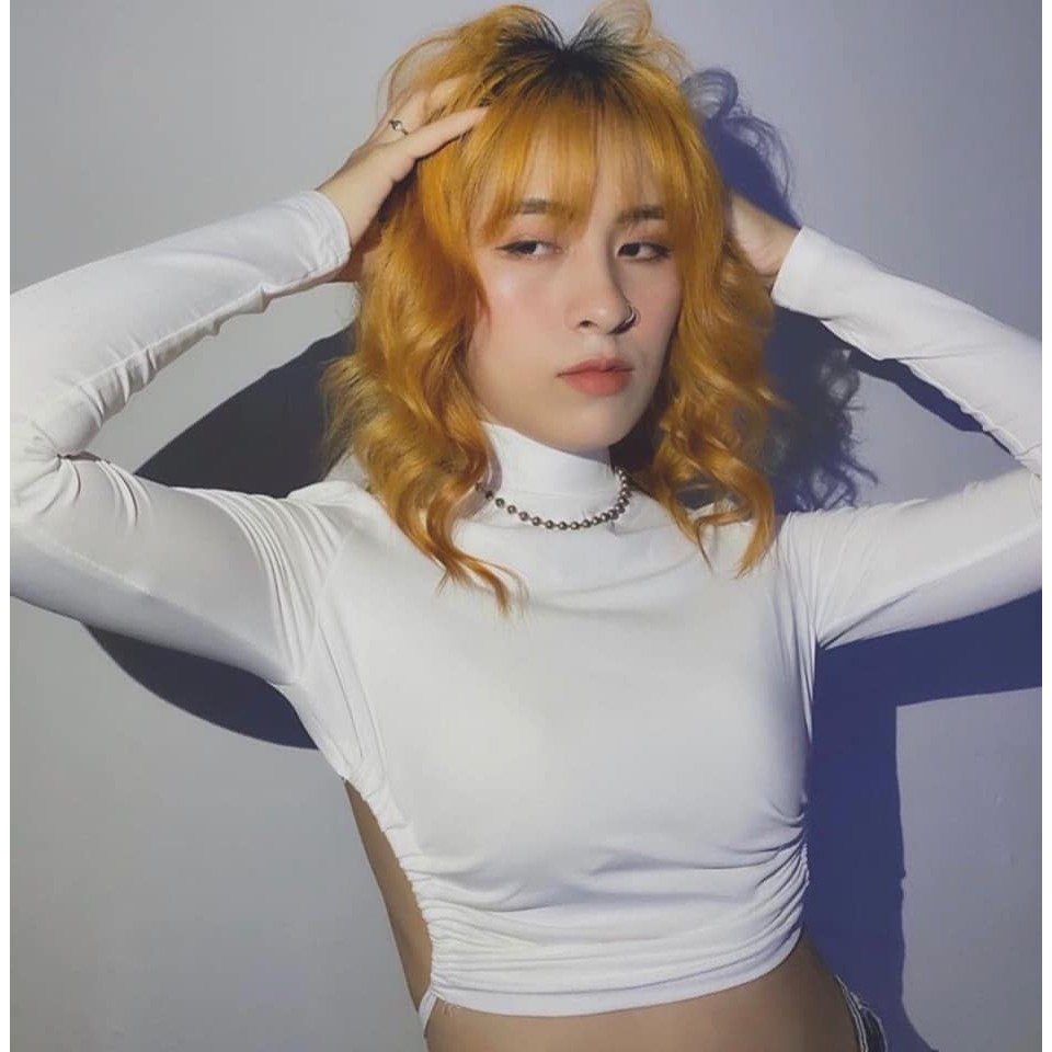 THANH LÝ SẬP SÀN-ẢNH THẬT - ÁO CROPTOP HỞ LƯNG BUỘC DÂY DÀI TAY MÀU TRẮNG SEXY SIÊU CUỐN HÚT