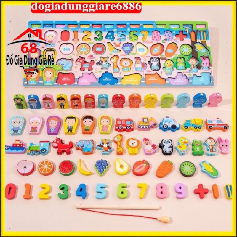 Đồ chơi thông minh câu cá gỗ lắp ghép số giáo dục cho bé bảng 63 chi tiết bé siêu thích