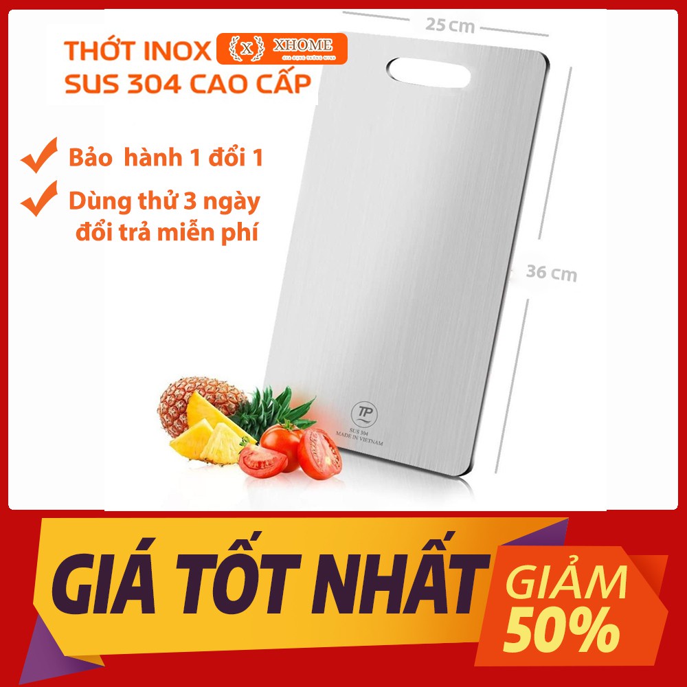 Thớt inox 304 cao cấp kháng khuẩn (Hàng loại 1)