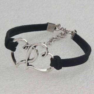 Vòng tay trái tim đôi (nhiều màu dây)