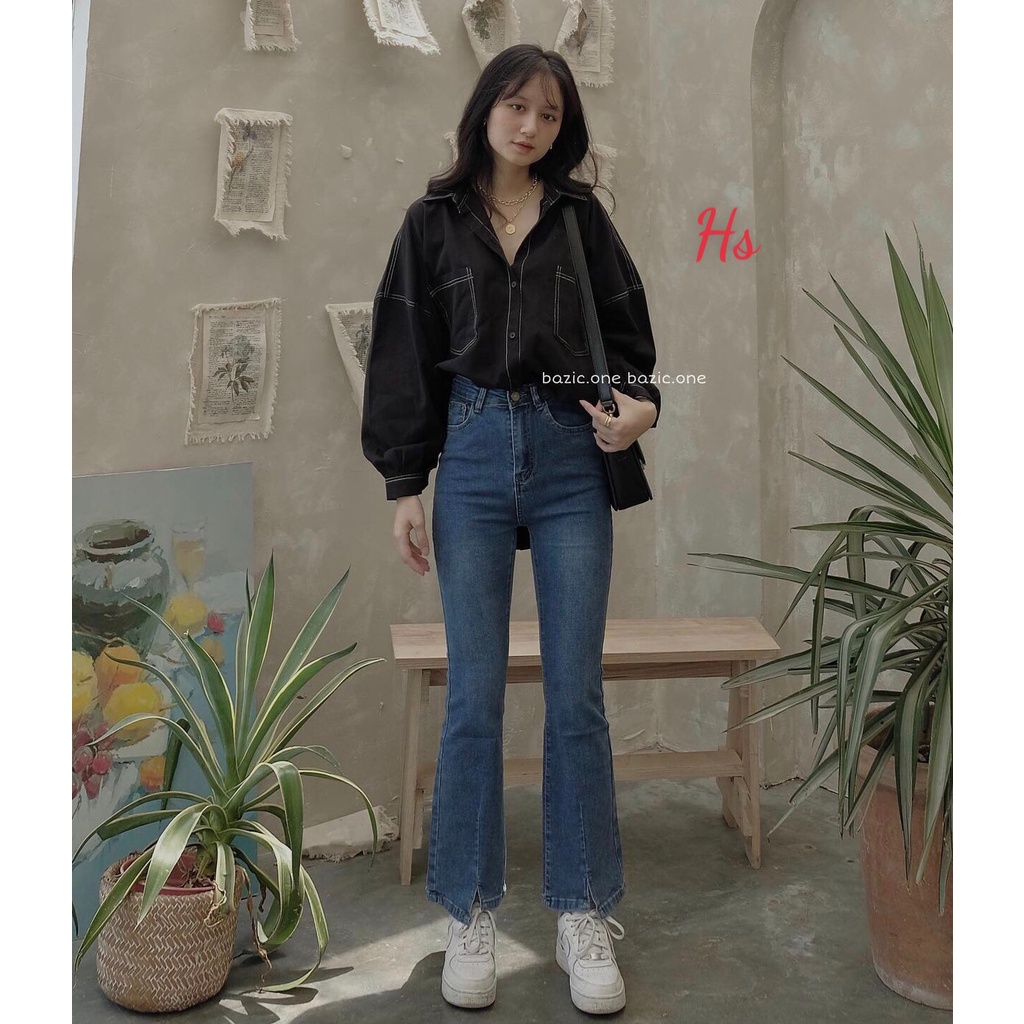 Áo sơ mi nữ form rộng dài tay ulzzang Hàn Quốc, Áo sơ mi nữ kiểu tay dài công sở vintage SM03 - Maoshop