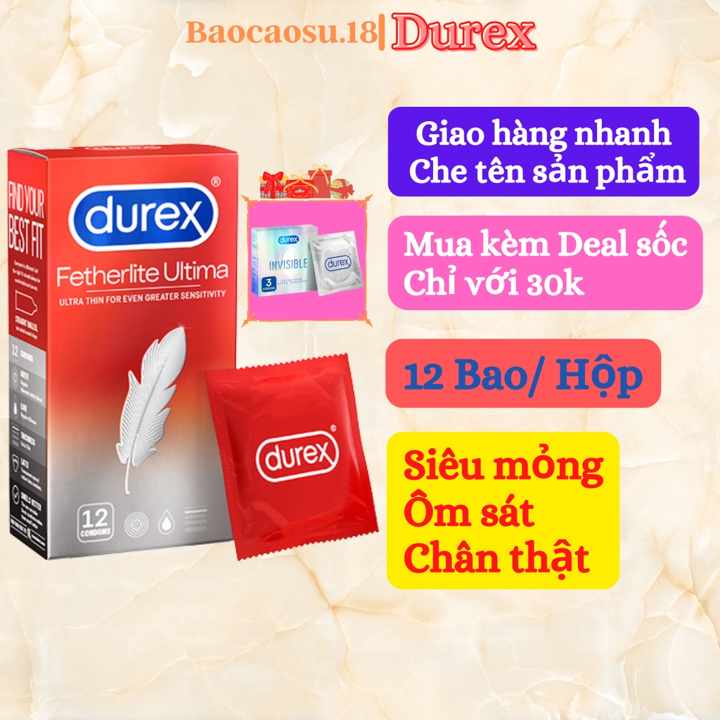 Bao cao su Durex Invisible 10s. Bao cao su siêu mỏng, cảm giác chân thật, kích thích ham muốn,