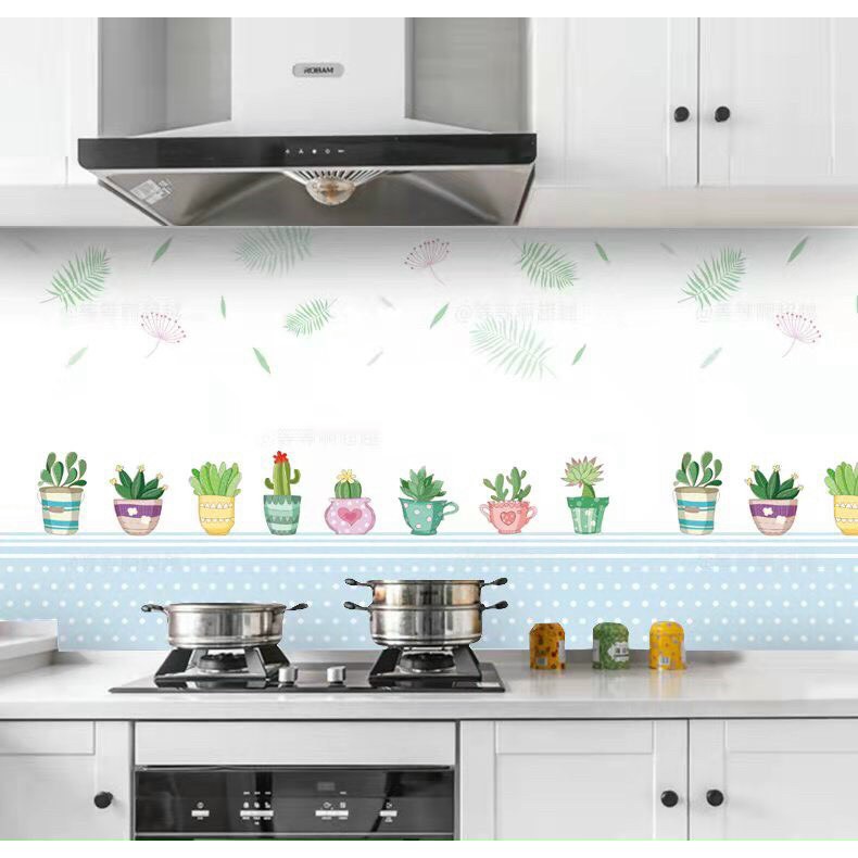 DECAL- Giấy dán bếp, miếng dán bếp chống bắn dầu mỡ, chịu nhiệt cao HÌNH HOA LÁ rộng 60cm X 3 MÉT