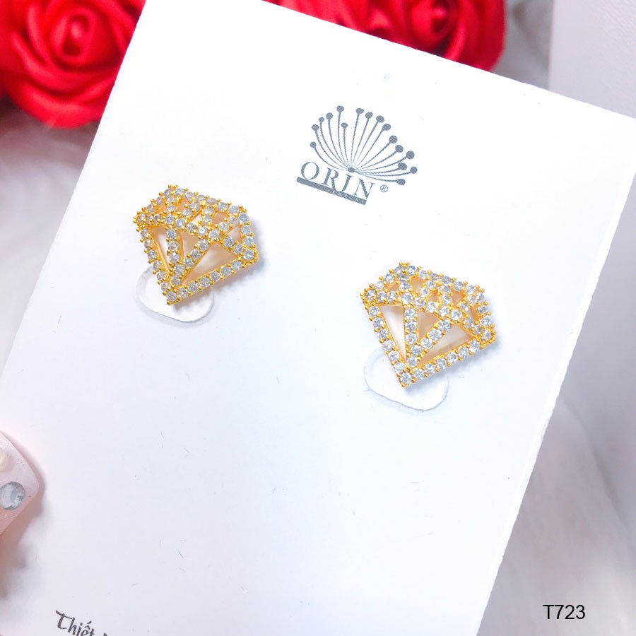 Bông tai hình vương miện đính đá bền màu cao cấp Orin T723
