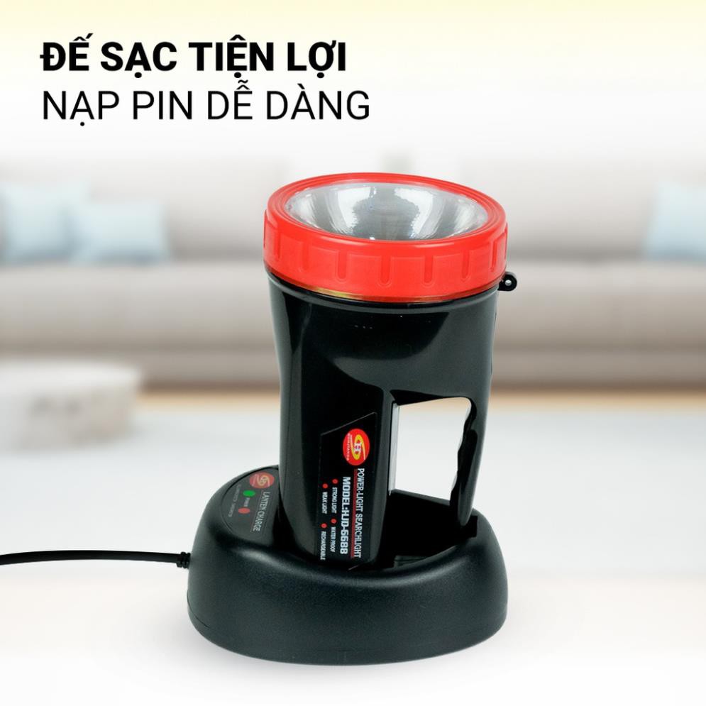 Đèn pin sạc tích điện xách tay Honjianda HJD-6688 - có chân đế sạc