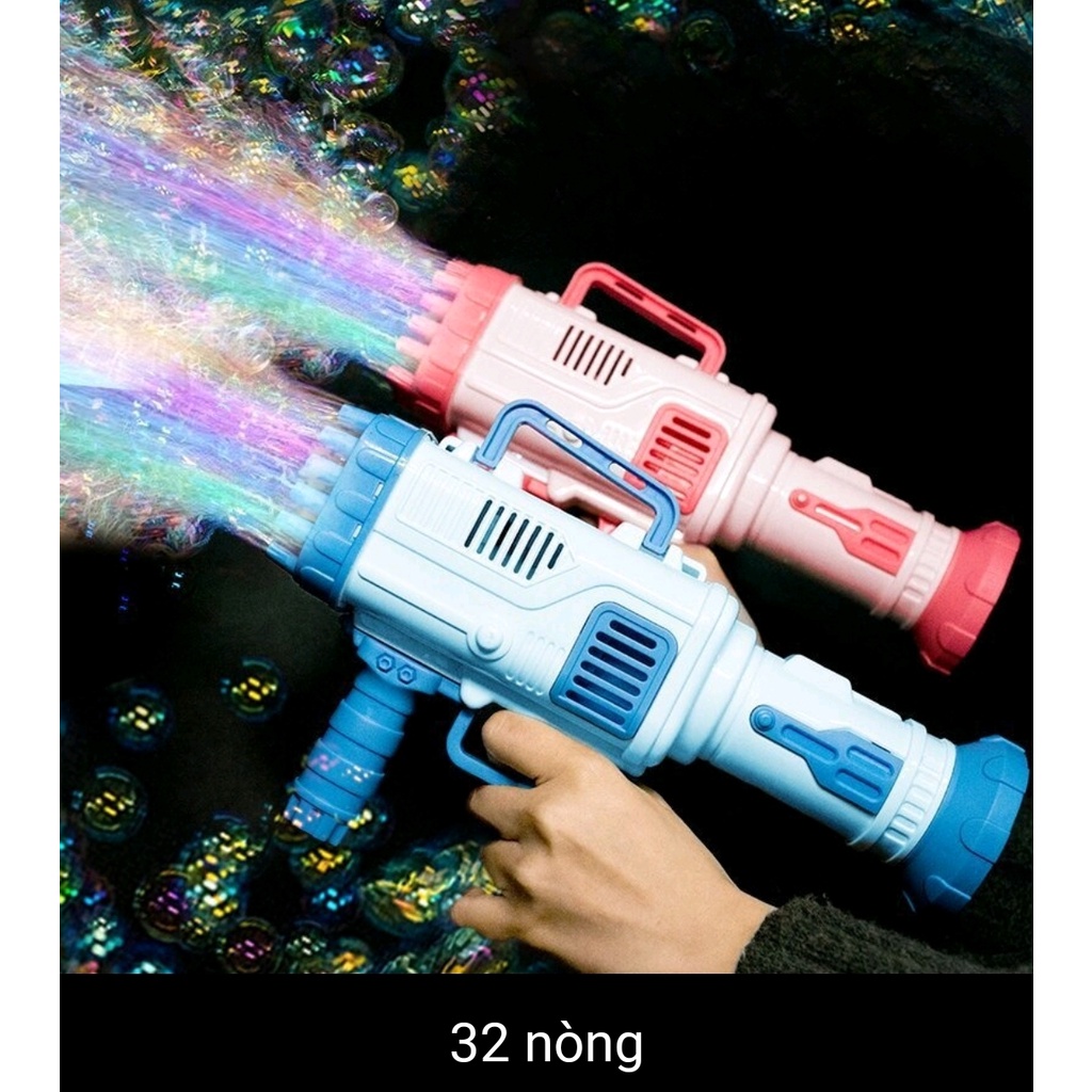 [ Tặng 4 Pin ] Súng bắn bong bóng xà phòng ,súng phun bong bóng 32 nòng nhiều màu an toàn cho bé