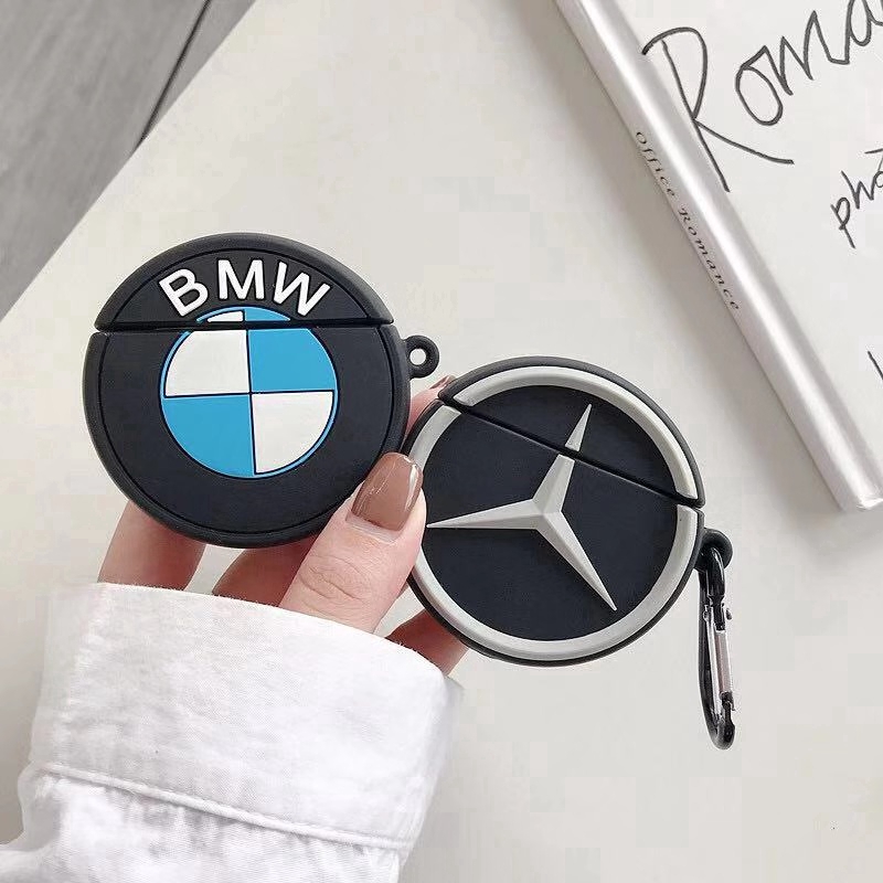 Vỏ bảo vệ tai nghe airpods chống nước / sốc hình logo xe hơi Mercedes-Benz BMW