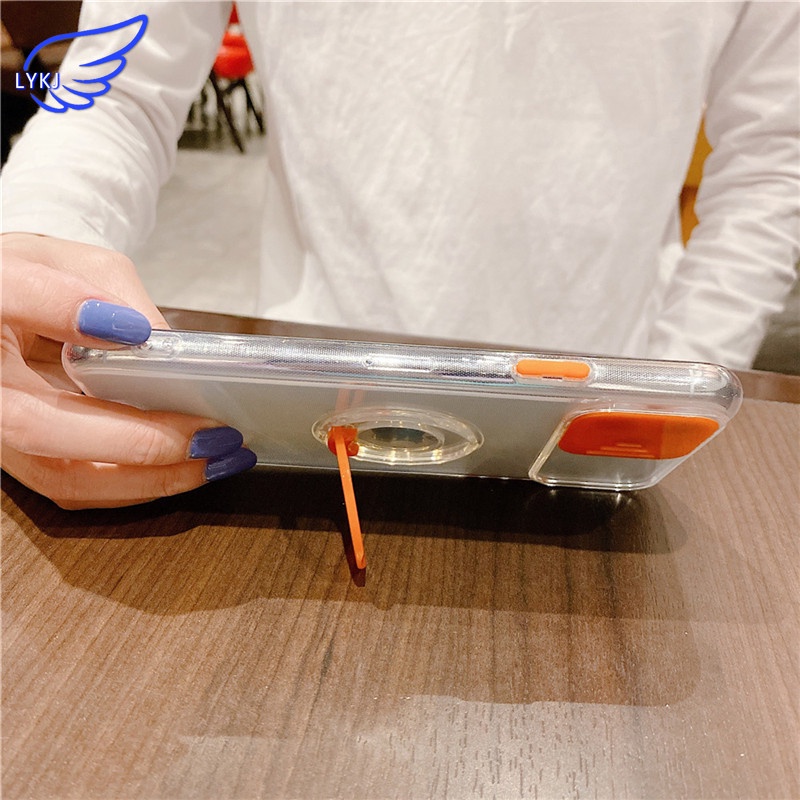 Transparent sliding window with bracket lens protection mobile phone soft case for iPhone 13 11pro 12promax XS XR xsmax 13promax 7p 8p mobile phone protective case TPU