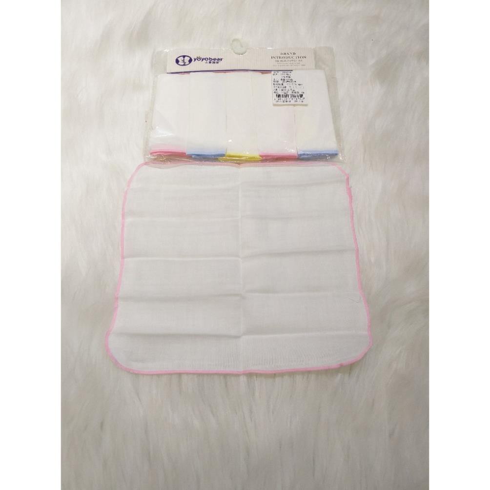 Khăn sữa cho bé - Set khăn sữa 5 cái viền màu - Đồ dùng cho bé