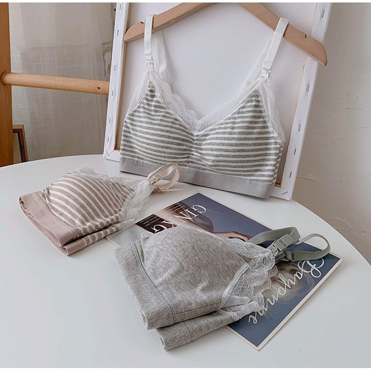 Áo Ngực Bà Bầu ,bra áo lót cotton viền ren cho con bú và sau sinh không gọng nâng đỡ chống chảy sệ cho mẹ bầu mới nhất