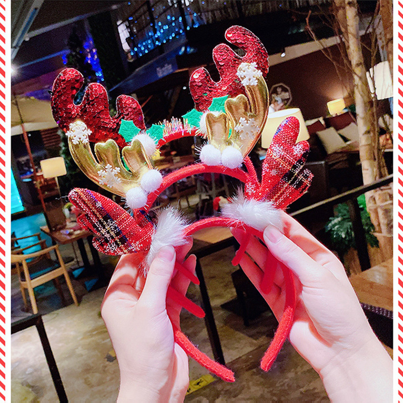 【Ready Stock】 Christmas Headbands Santa Tree Elk Antlers Headband Kids Adult Headwear Reindeer Ornaments Christmas Decorations 【Prettyhat】