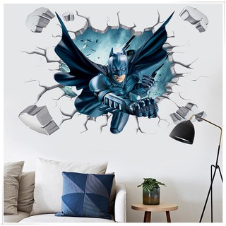 Decal Dán Tường Tranh 3D Người Dơi- decal batman có keo sẵn dễ dàng dán tại nhà