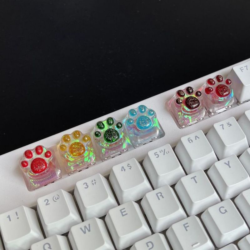 Khuôn silicone keycap hình bàn chân chó/mèo dùng trong Resin...