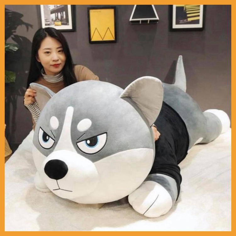 Chó Husky Bông Siêu To Khổng Lồ - Chất Liệu Lông Nhung Mềm Mịn Co Dãn 4 Chiều - Gấu Bông Chó Husky Qùa Tặng Ý Nghĩa st13